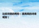 比较诗意的昵称（很高级的诗意昵称）