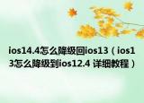 ios14.4怎么降级回ios13（ios13怎么降级到ios12.4 详细教程）