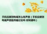 手机投屏到电视怎么有声音（手机投屏到电视声音能传输过去吗 你知道吗）