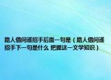 路人借问遥招手后面一句是（路人借问遥招手下一句是什么 把握这一文学知识）