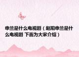 申兰是什么电视剧（赵阳申兰是什么电视剧 下面为大家介绍）