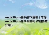 mate30pro是不是2k屏幕（华为mate30pro是2k屏幕吗 详细参数介绍）
