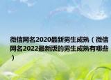 微信网名2020最新男生成熟（微信网名2022最新版的男生成熟有哪些）