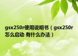 gsx250r使用说明书（gsx250r怎么启动 有什么办法）