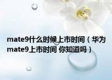 mate9什么时候上市时间（华为mate9上市时间 你知道吗）