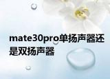 mate30pro单扬声器还是双扬声器