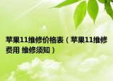 苹果11维修价格表（苹果11维修费用 维修须知）