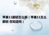 苹果11解锁怎么解（苹果11怎么解锁 你知道吗）