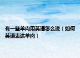 有一些羊肉用英语怎么说（如何英语表达羊肉）