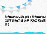 华为mate30是5g吗（华为mate30是不是5g手机 关于华为公司的信息）