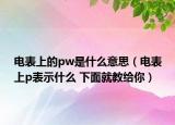 电表上的pw是什么意思（电表上p表示什么 下面就教给你）