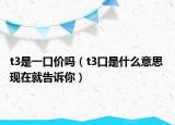t3是一口价吗（t3口是什么意思 现在就告诉你）