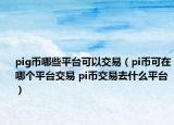 pig币哪些平台可以交易（pi币可在哪个平台交易 pi币交易去什么平台）
