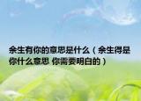 余生有你的意思是什么（余生得是你什么意思 你需要明白的）
