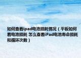 如何查看ipad电池损耗情况（平板如何看电池损耗 怎么查看iPad电池寿命损耗和循环次数）