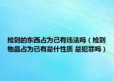 捡到的东西占为己有违法吗（捡到物品占为已有是什性质 是犯罪吗）