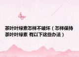 茶叶叶绿素怎样不破坏（怎样保持茶叶叶绿素 有以下这些办法）