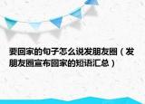 要回家的句子怎么说发朋友圈（发朋友圈宣布回家的短语汇总）