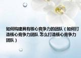 如何构建具有核心竞争力的团队（如何打造核心竞争力团队 怎么打造核心竞争力团队）