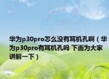 华为p30pro怎么没有耳机孔啊（华为p30pro有耳机孔吗 下面为大家讲解一下）