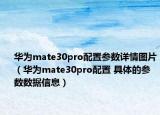 华为mate30pro配置参数详情图片（华为mate30pro配置 具体的参数数据信息）