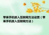 苹果手机接入互联网方法设置（苹果手机接入互联网方法）