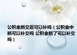 公积金断交后可以补吗（公积金中断可以补交吗 公积金断了可以补交吗）