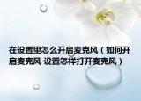 在设置里怎么开启麦克风（如何开启麦克风 设置怎样打开麦克风）