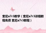 索尼a7r3教学（索尼a7r3详细教程免费 索尼a7r3教程）