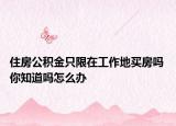 住房公积金只限在工作地买房吗 你知道吗怎么办