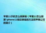 苹果11手机怎么锁屏幕（苹果11怎么锁屏 iphone11锁定屏幕的方法和苹果公司的简介）