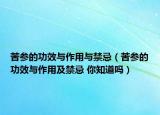 苦参的功效与作用与禁忌（苦参的功效与作用及禁忌 你知道吗）