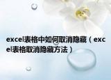 excel表格中如何取消隐藏（excel表格取消隐藏方法）