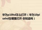 华为p10hd怎么打开（华为10plushd在哪里打开 你知道吗）