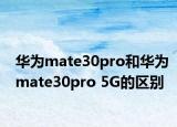 华为mate30pro和华为mate30pro 5G的区别