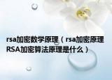 rsa加密数学原理（rsa加密原理 RSA加密算法原理是什么）