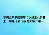 水浅王八多的意思（水浅王八多的上一句是什么 下面为大家介绍）