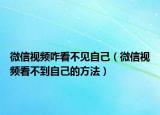 微信视频咋看不见自己（微信视频看不到自己的方法）