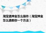 淘宝退押金怎么操作（淘宝押金怎么退教你一个方法）