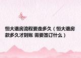 恒大退房流程要走多久（恒大退房款多久才到账 需要签订什么）