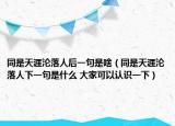 同是天涯沦落人后一句是啥（同是天涯沦落人下一句是什么 大家可以认识一下）