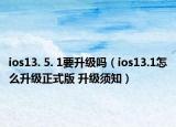 ios13. 5. 1要升级吗（ios13.1怎么升级正式版 升级须知）