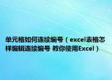 单元格如何连续编号（excel表格怎样编辑连续编号 教你使用Excel）