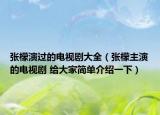 张檬演过的电视剧大全（张檬主演的电视剧 给大家简单介绍一下）