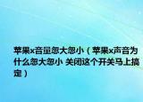 苹果x音量忽大忽小（苹果x声音为什么忽大忽小 关闭这个开关马上搞定）