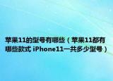苹果11的型号有哪些（苹果11都有哪些款式 iPhone11一共多少型号）