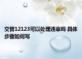 交管12123可以处理违章吗 具体步骤如何写