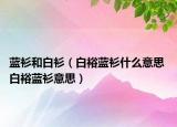蓝衫和白衫（白裕蓝衫什么意思 白裕蓝衫意思）