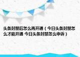 头条封禁后怎么再开通（今日头条封禁怎么才能开通 今日头条封禁怎么申诉）