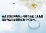 企业管理咨询有限公司是干啥的（企业管理咨询公司是做什么的 你知道吗）